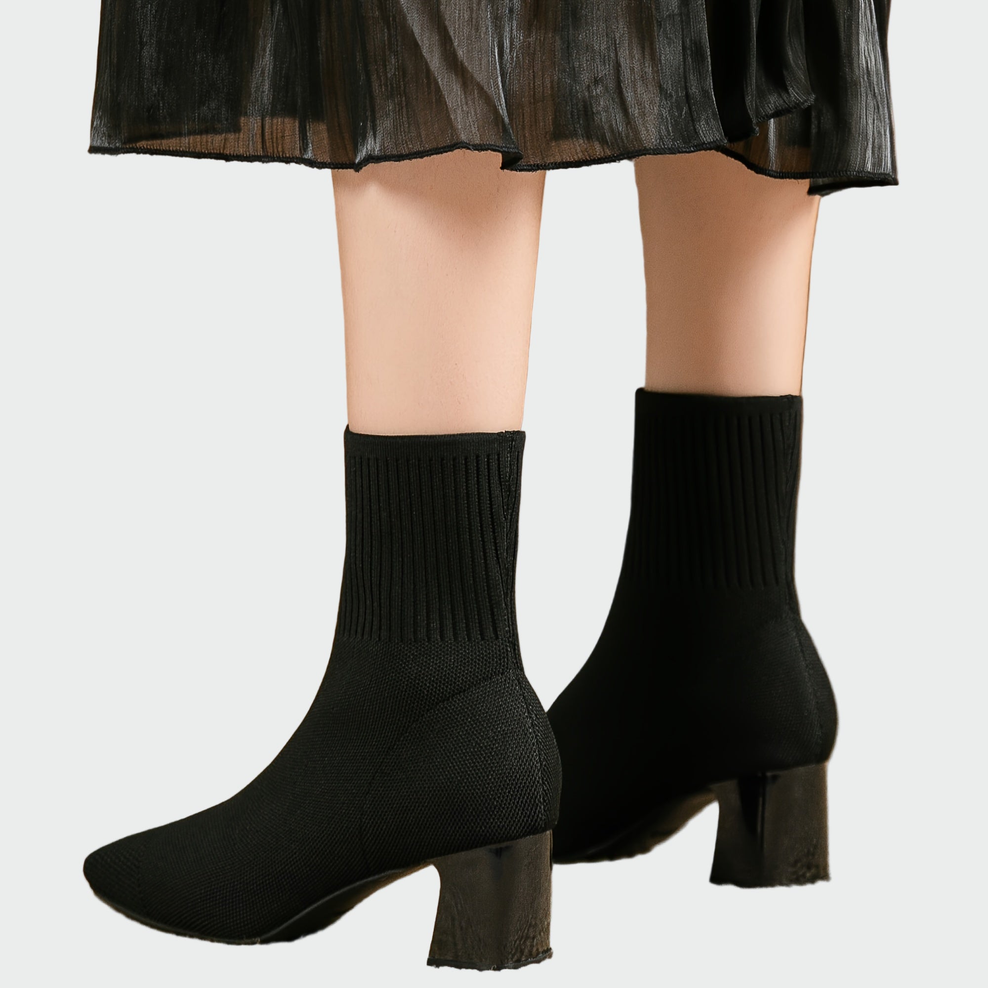 Alejandra | Botki ortopedyczne z dzianiny w odcieniu jasnobeżowym